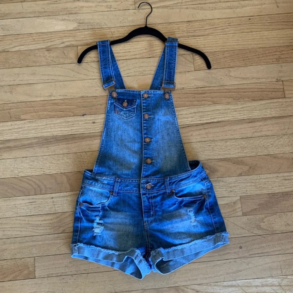 Blue overall shorts